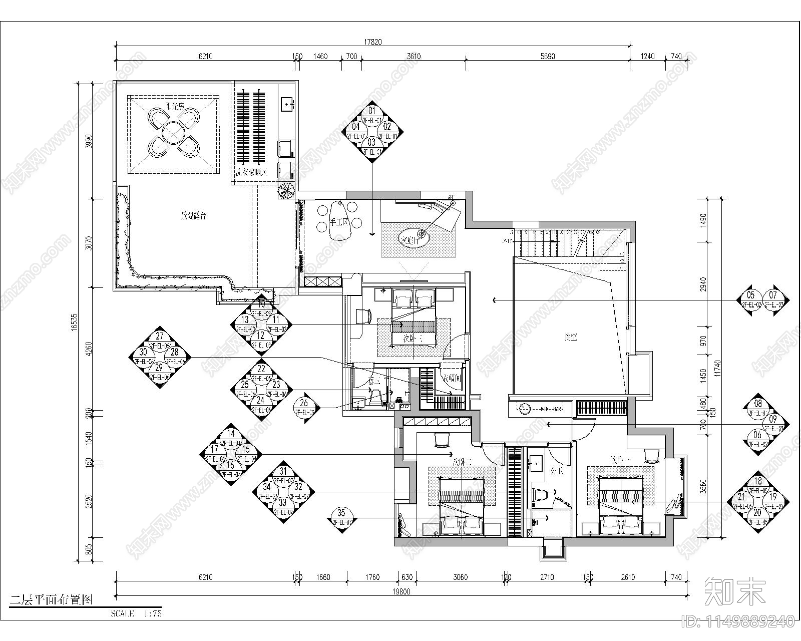 幸福海岸公寓室内cad施工图下载【ID:1149889240】