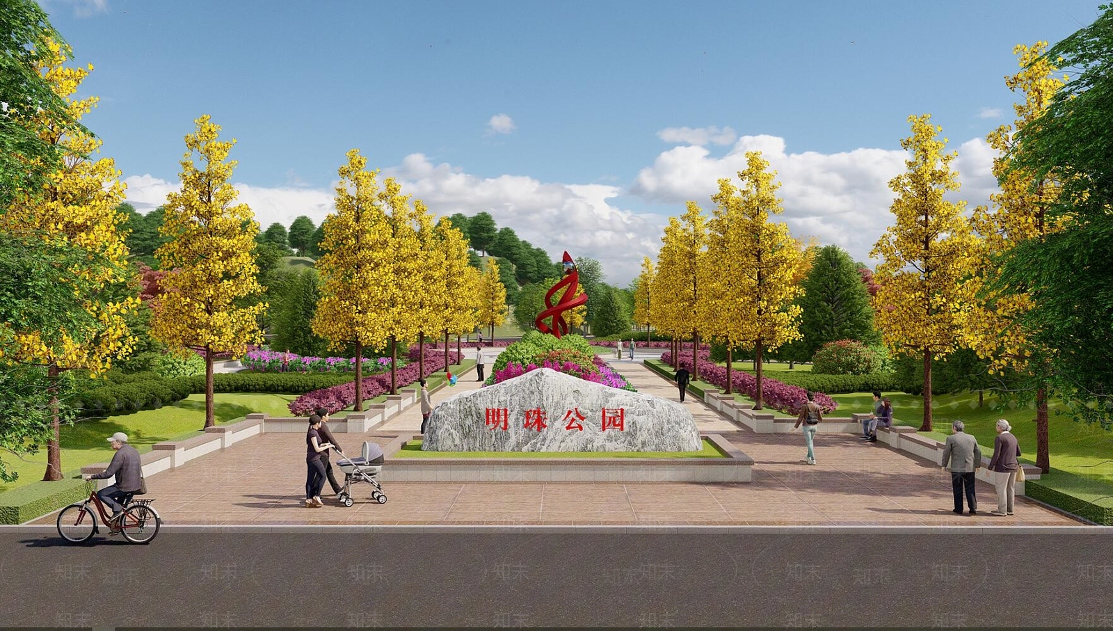 现代广场景观SU模型下载【ID:1149890871】