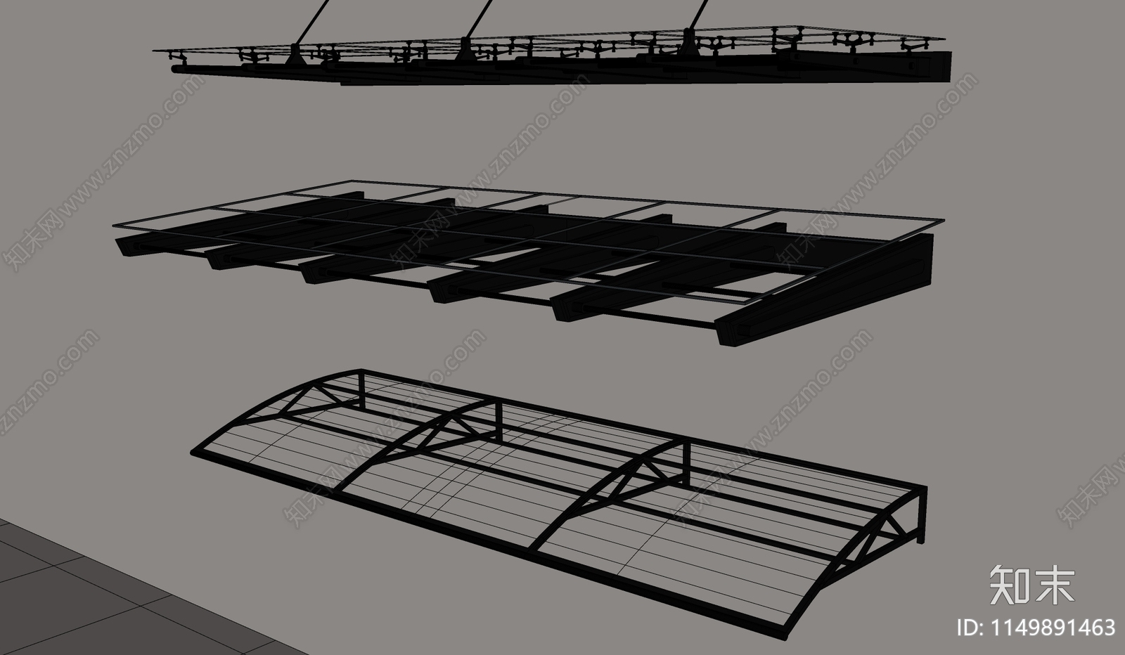 现代玻璃遮阳棚SU模型下载【ID:1149891463】