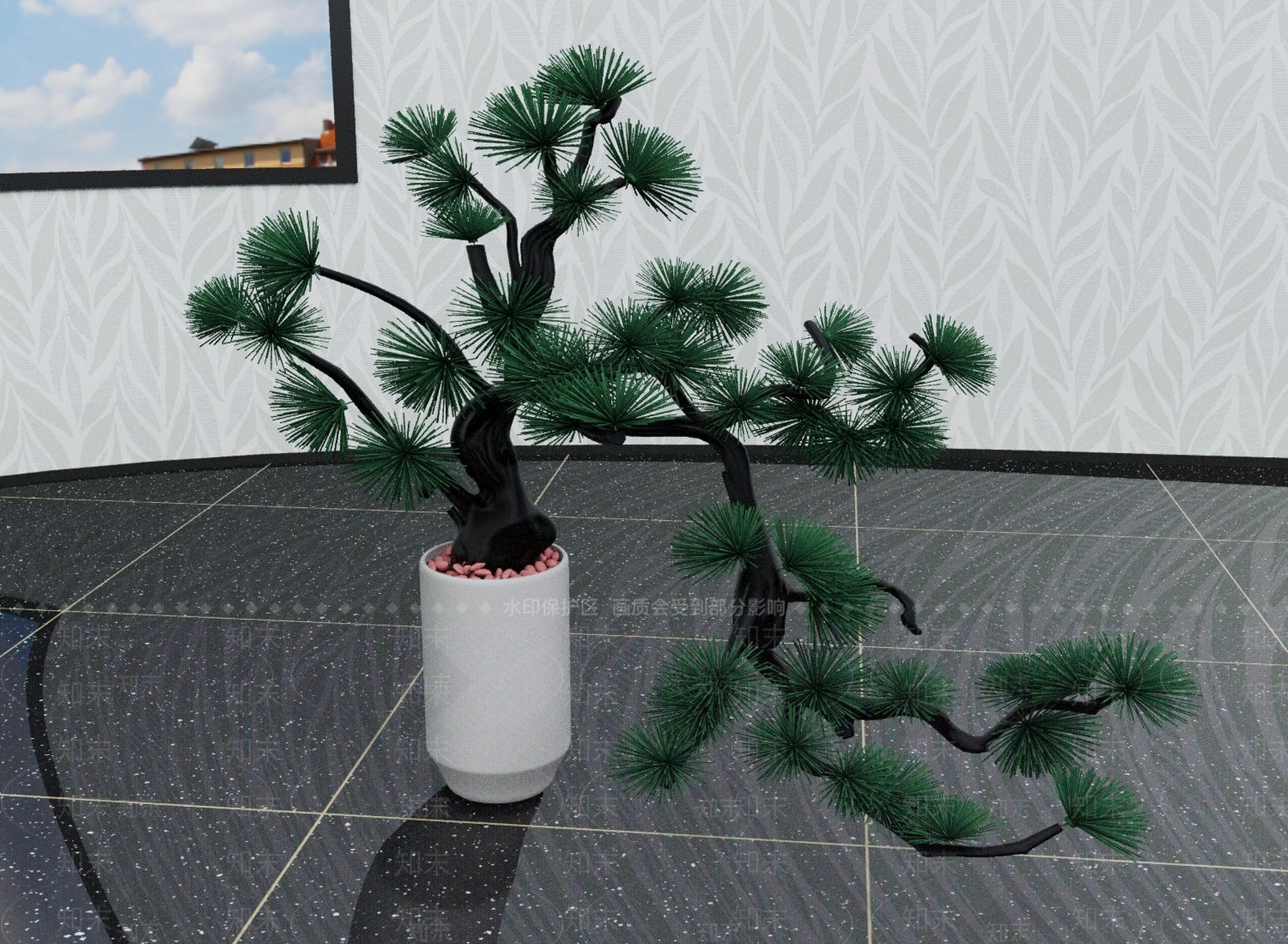 中式绿植3D模型下载【ID:1149893425】