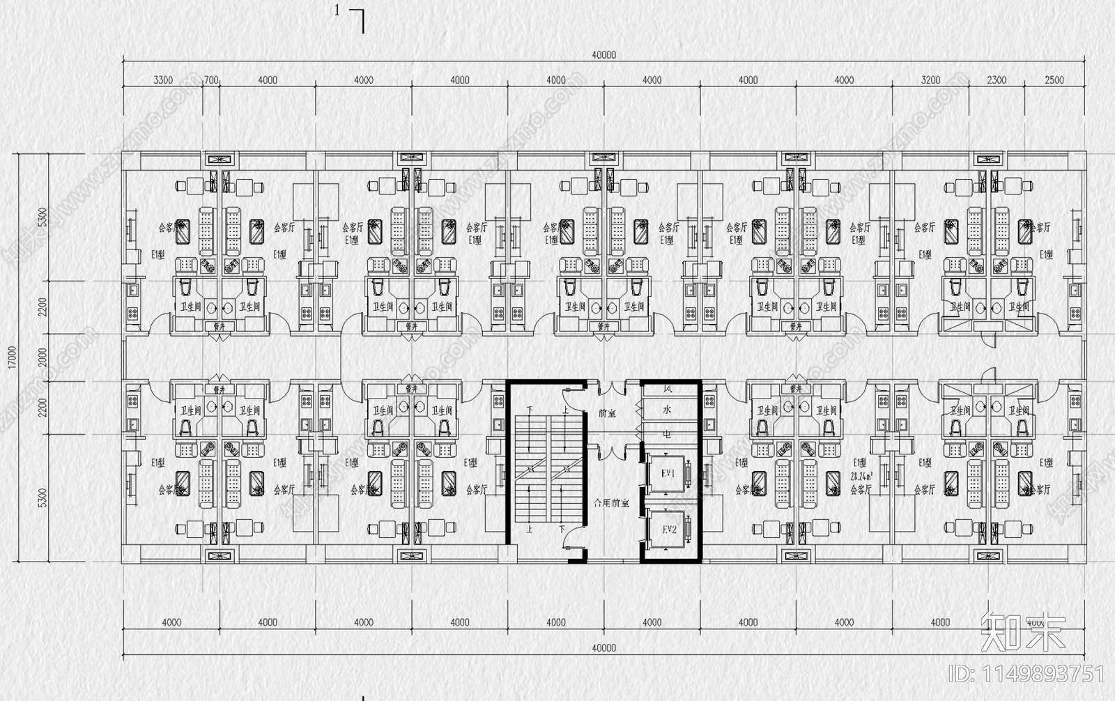 12套公寓户型建筑平面施工图下载【ID:1149893751】