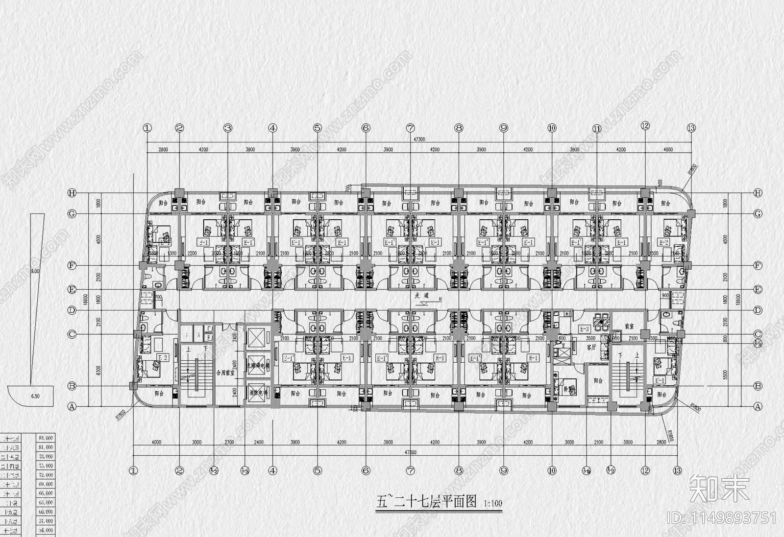 12套公寓户型建筑平面施工图下载【ID:1149893751】