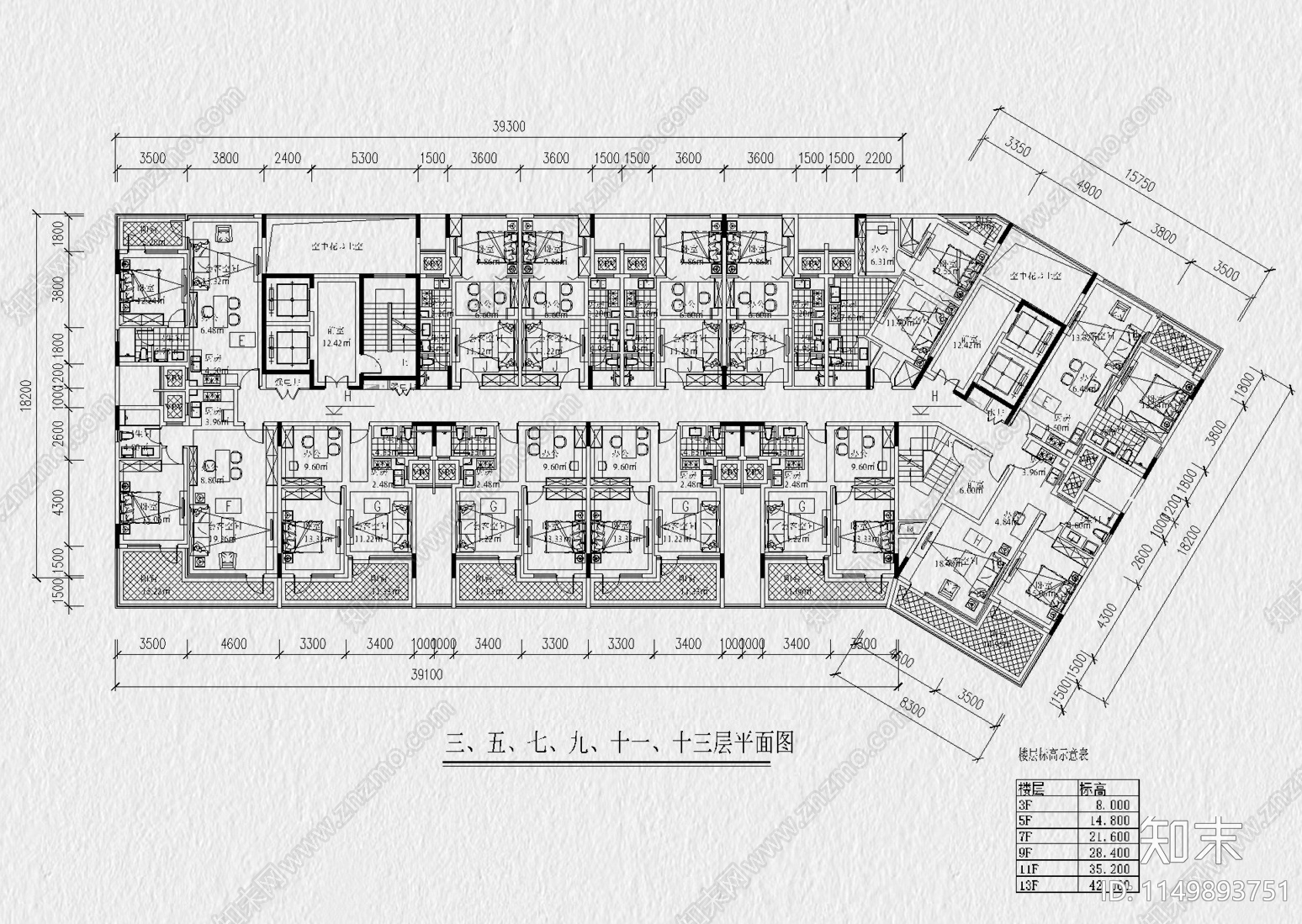 12套公寓户型建筑平面施工图下载【ID:1149893751】