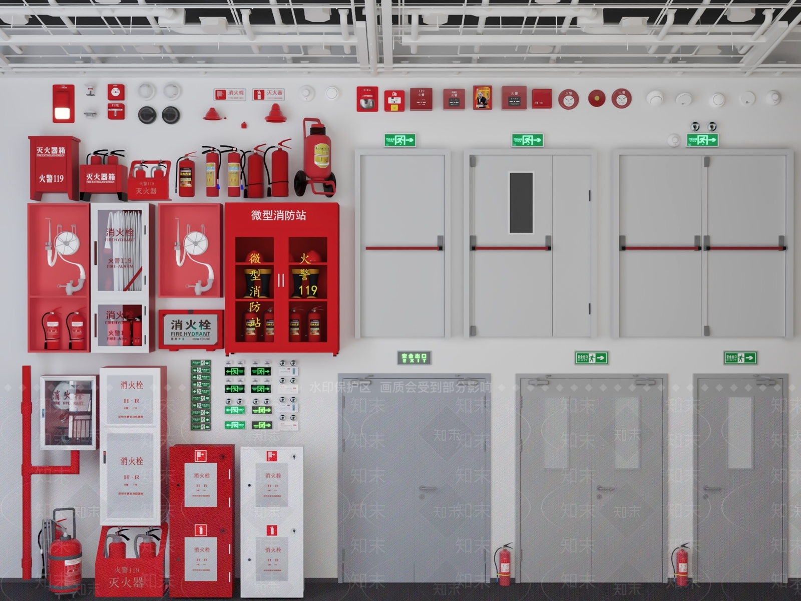 现代消防门3D模型下载【ID:1149893752】