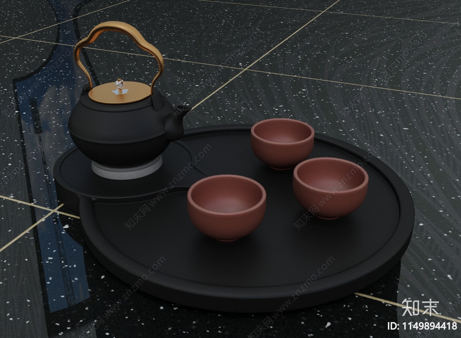 中式茶具3D模型下载【ID:1149894418】