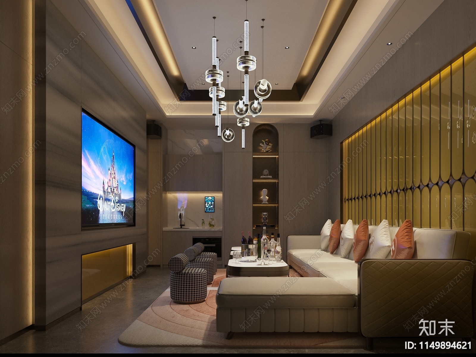 商业KTV小型包厢室内cad施工图下载【ID:1149894621】