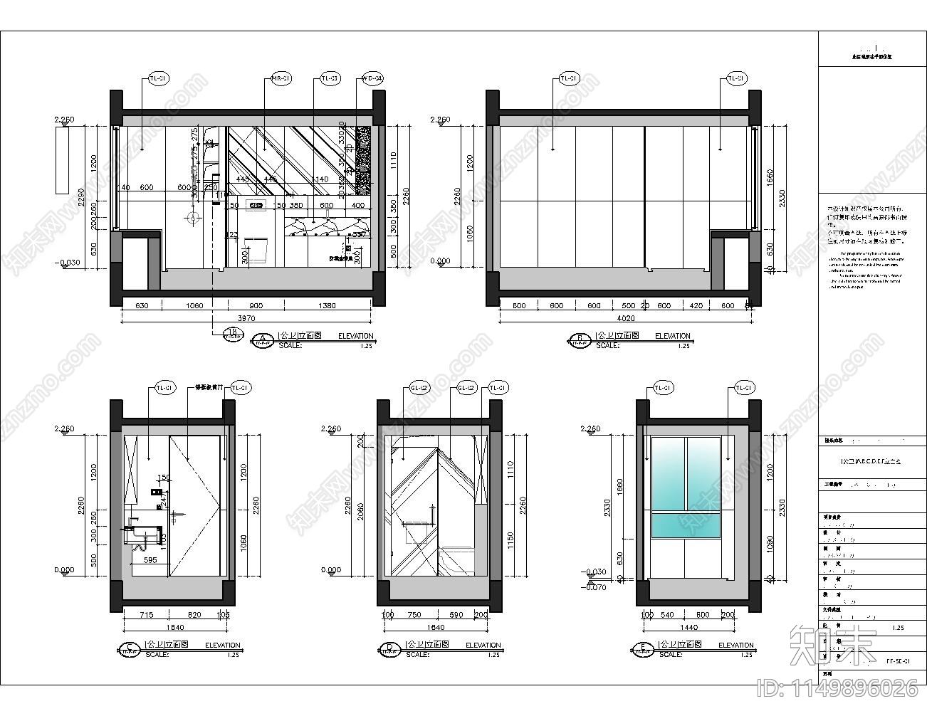 平层室内cad施工图下载【ID:1149896026】