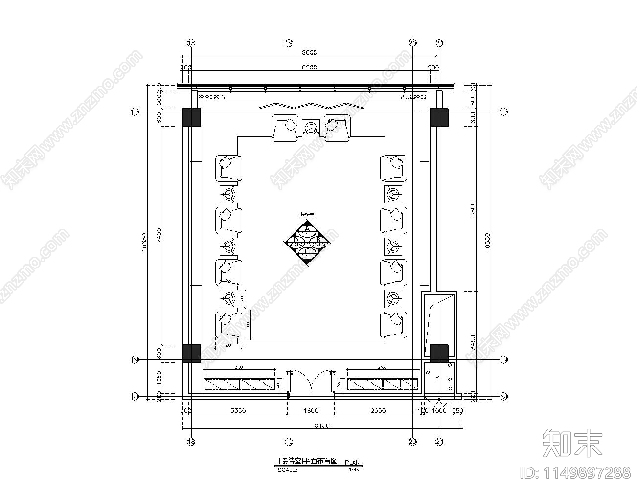 接待室室内cad施工图下载【ID:1149897288】