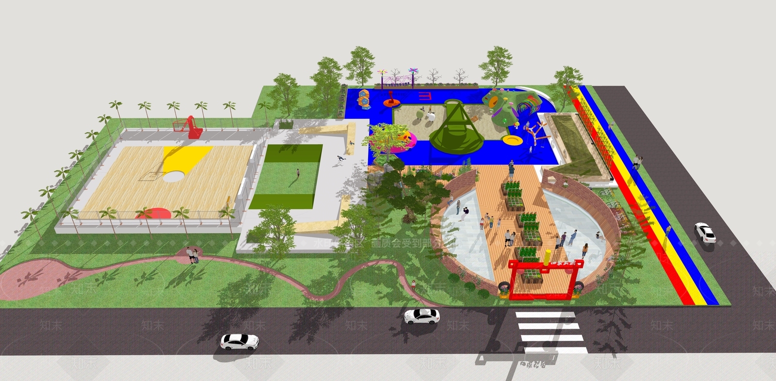 现代城市广场设计SU模型下载【ID:1149905652】