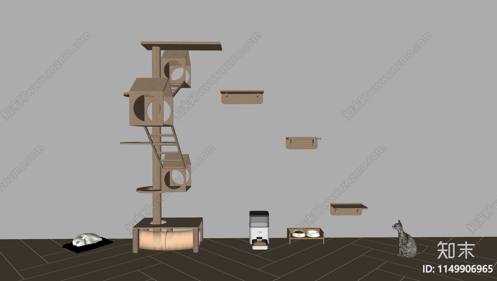 现代猫爬架SU模型下载【ID:1149906965】