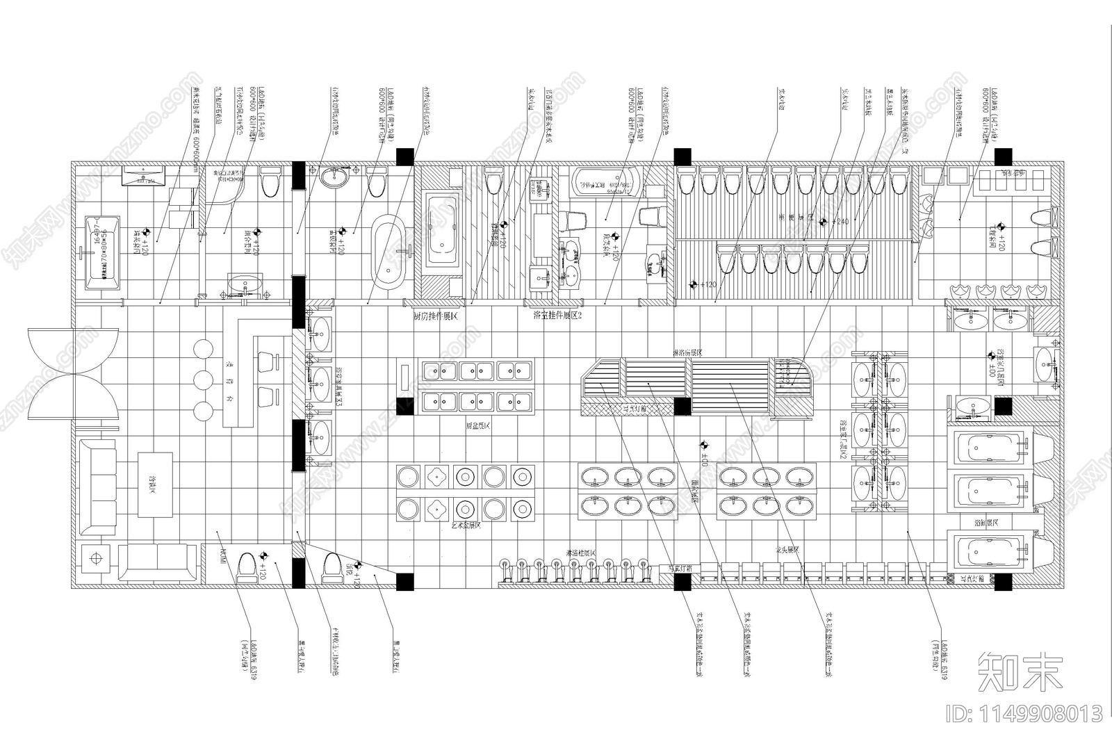 5套卫浴专卖店室内cad施工图下载【ID:1149908013】