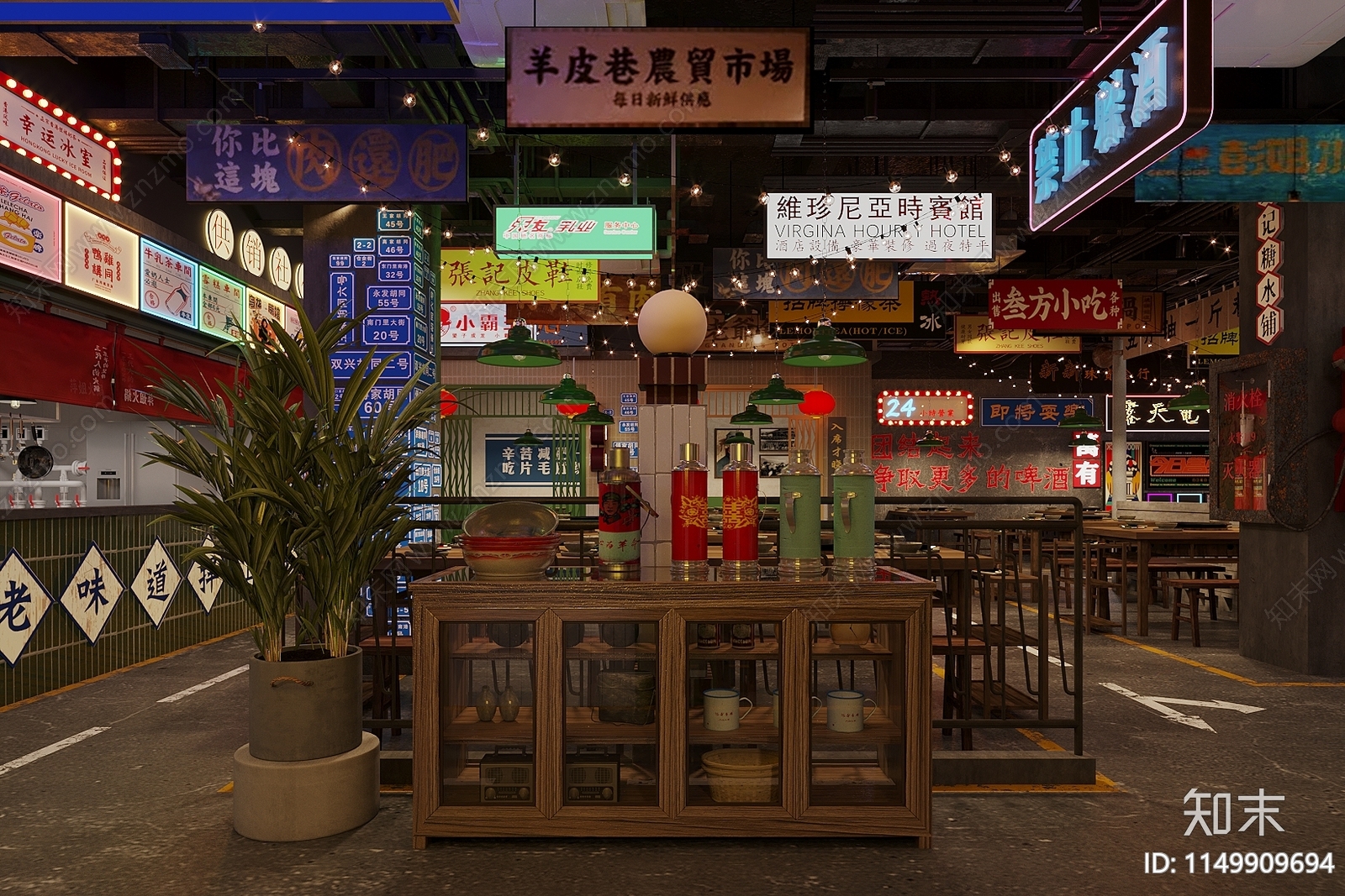 工业风烧烤店3D模型下载【ID:1149909694】