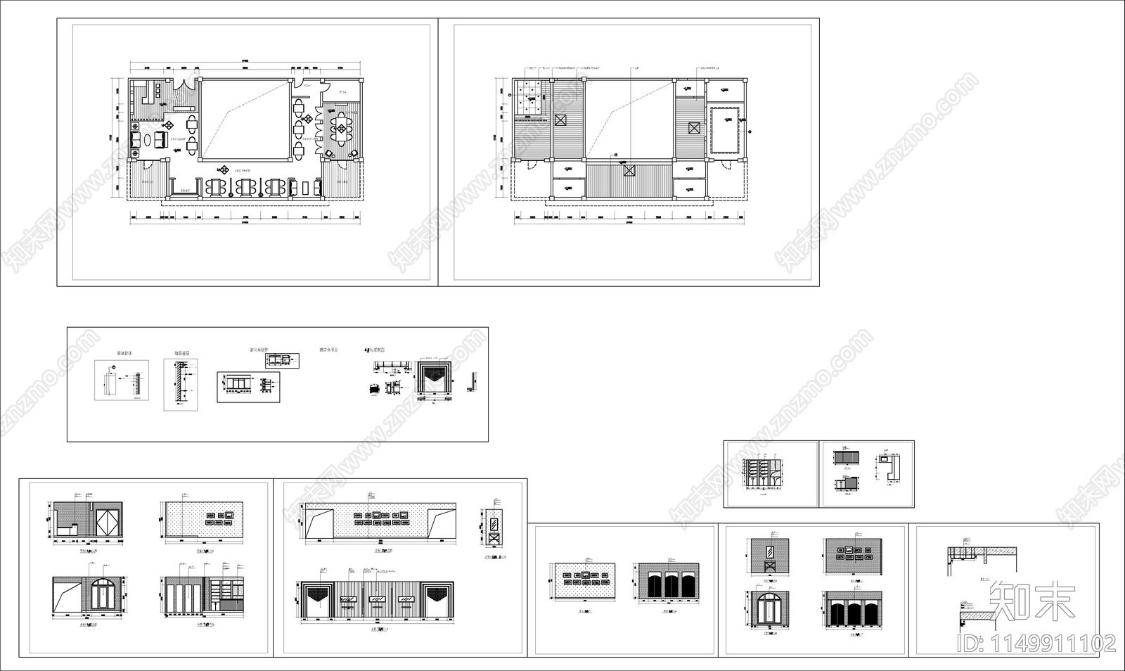 茶楼室内cad施工图下载【ID:1149911102】