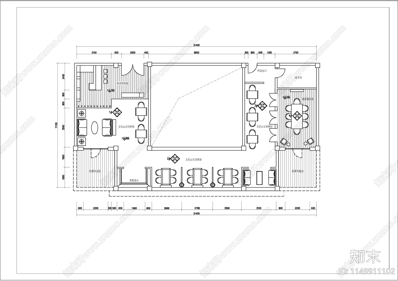 茶楼室内cad施工图下载【ID:1149911102】