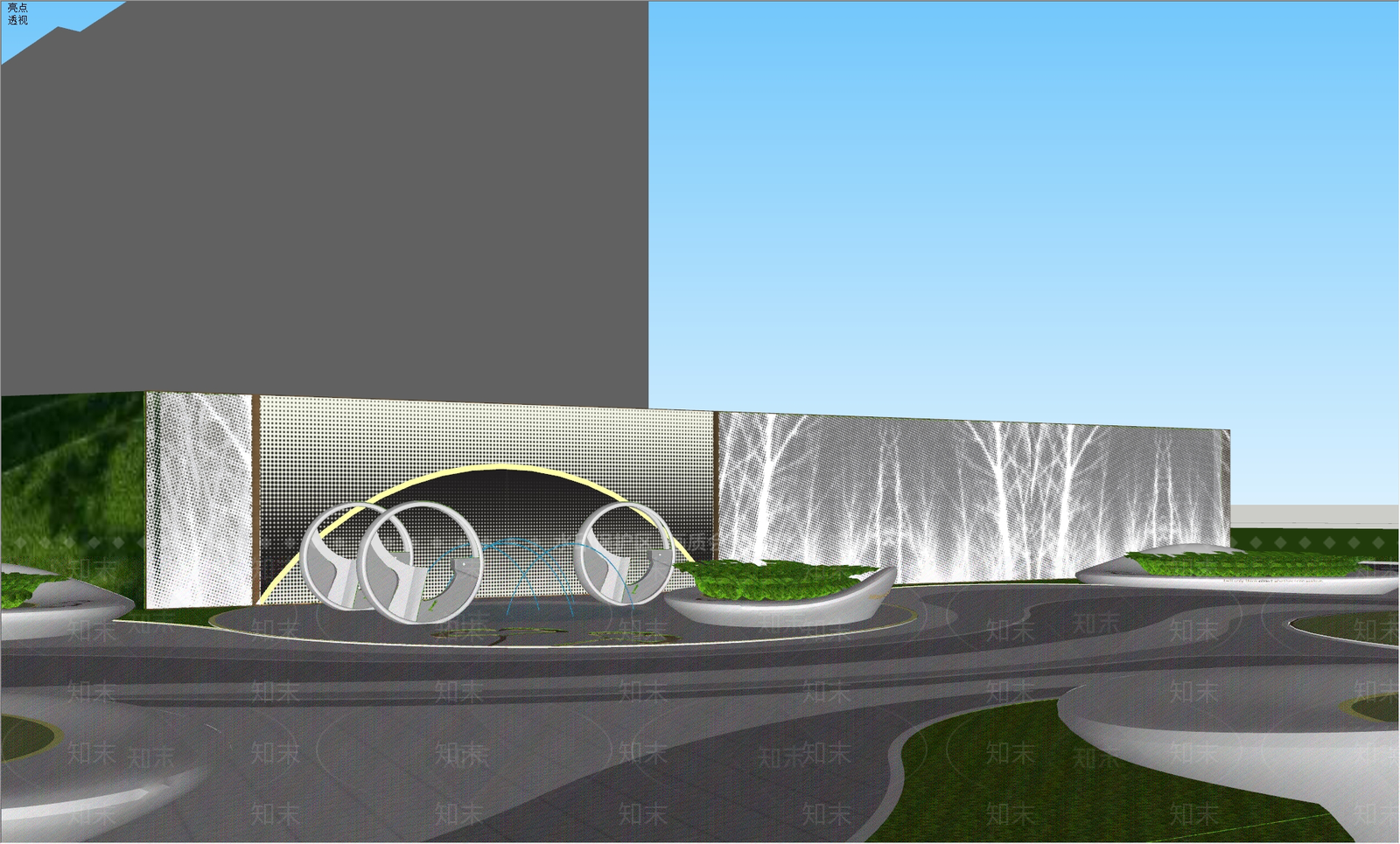 现代售楼处建筑SU模型下载【ID:1149911354】