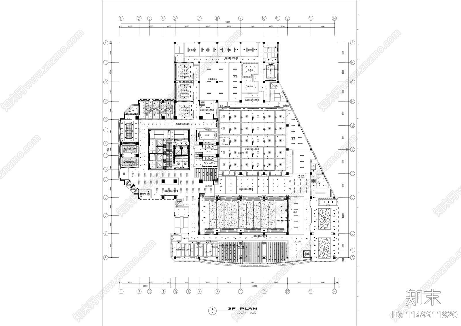 酒店空间室内cad施工图下载【ID:1149911920】