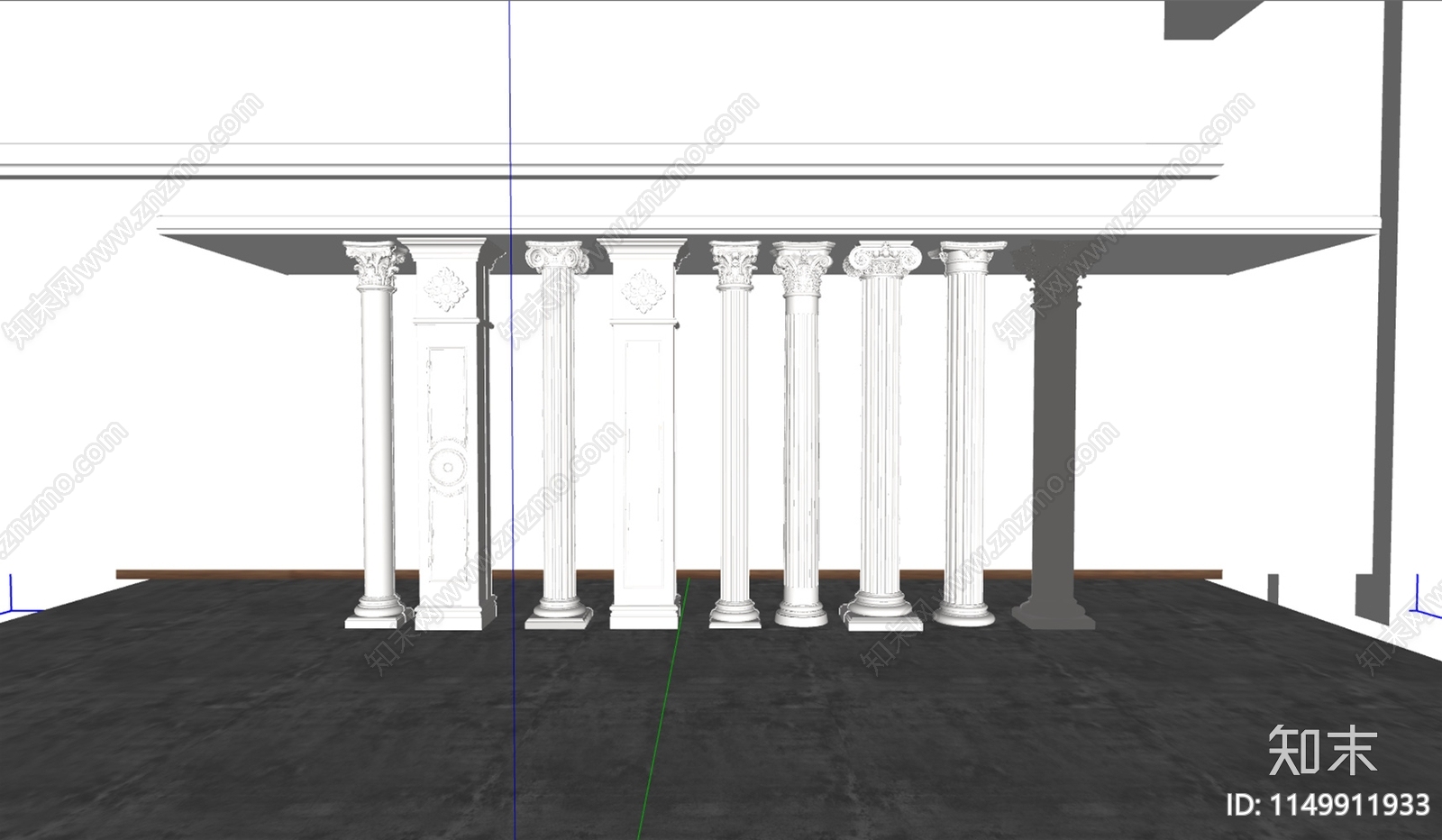 欧式古典罗马柱SU模型下载【ID:1149911933】
