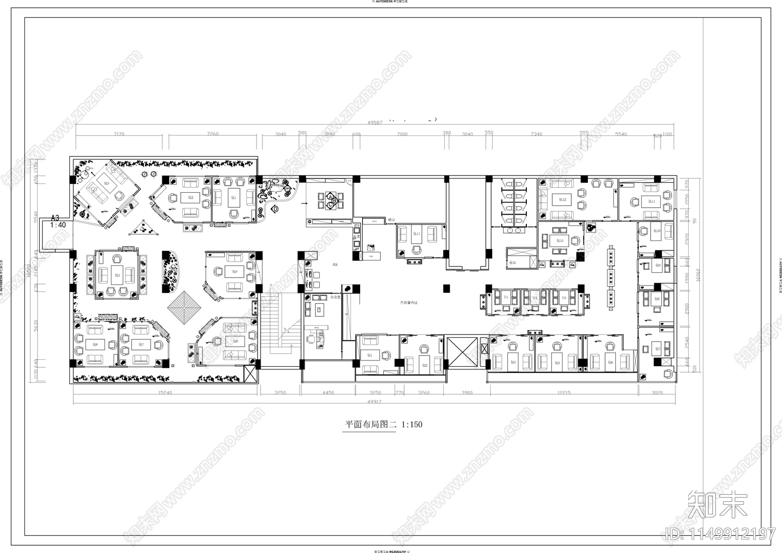 中式茶楼室内cad施工图下载【ID:1149912197】