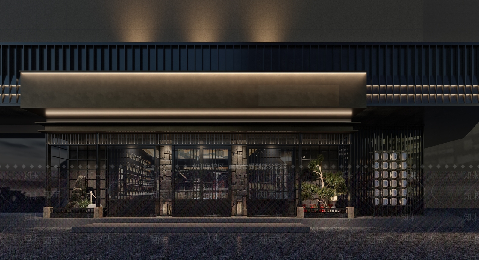 日式餐饮门头3D模型下载【ID:1149912648】