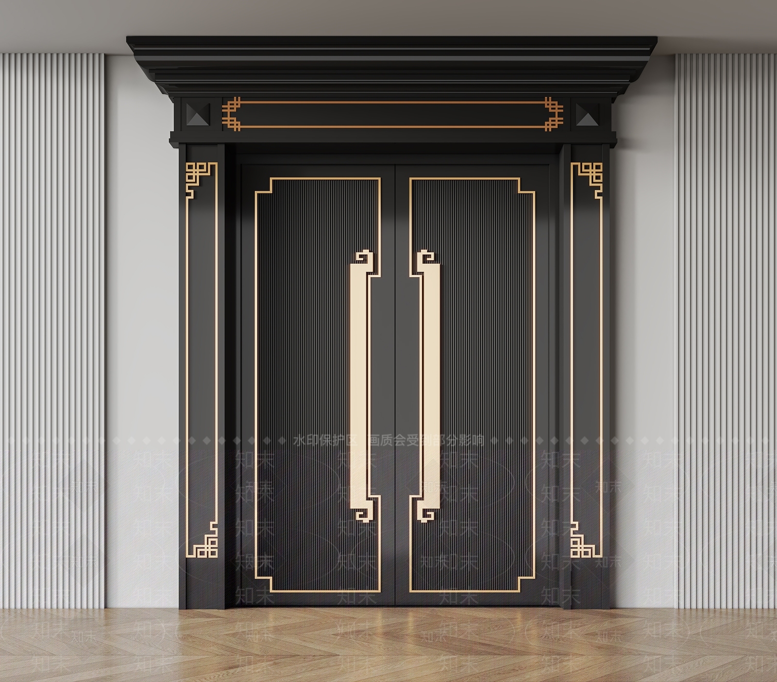 中式入户防盗门3D模型下载【ID:1149912880】