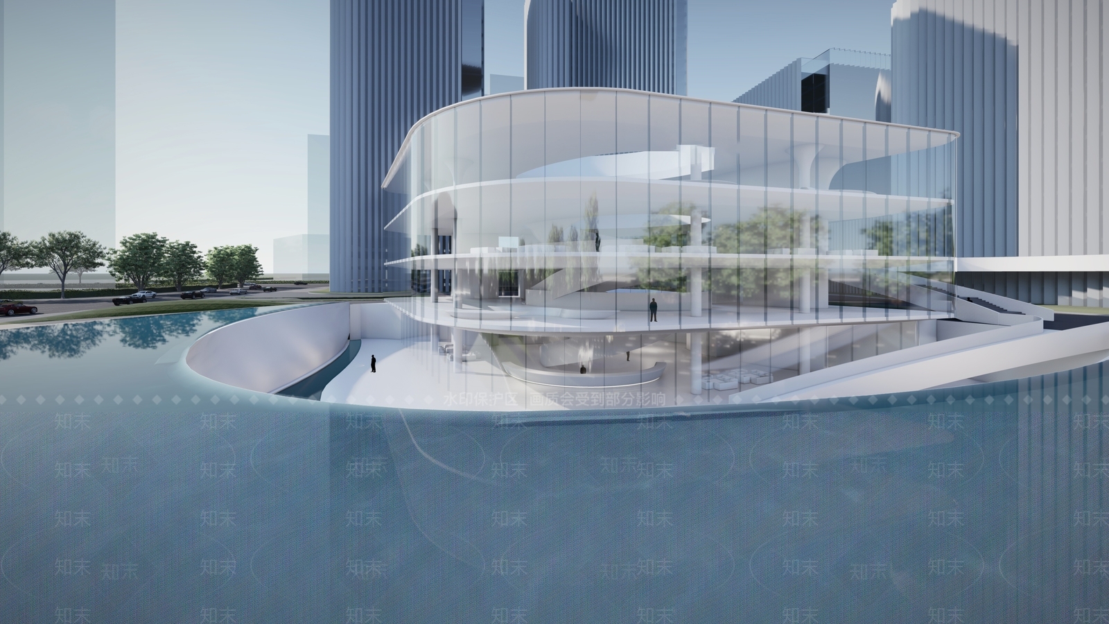 现代展览馆建筑SU模型下载【ID:1149920740】