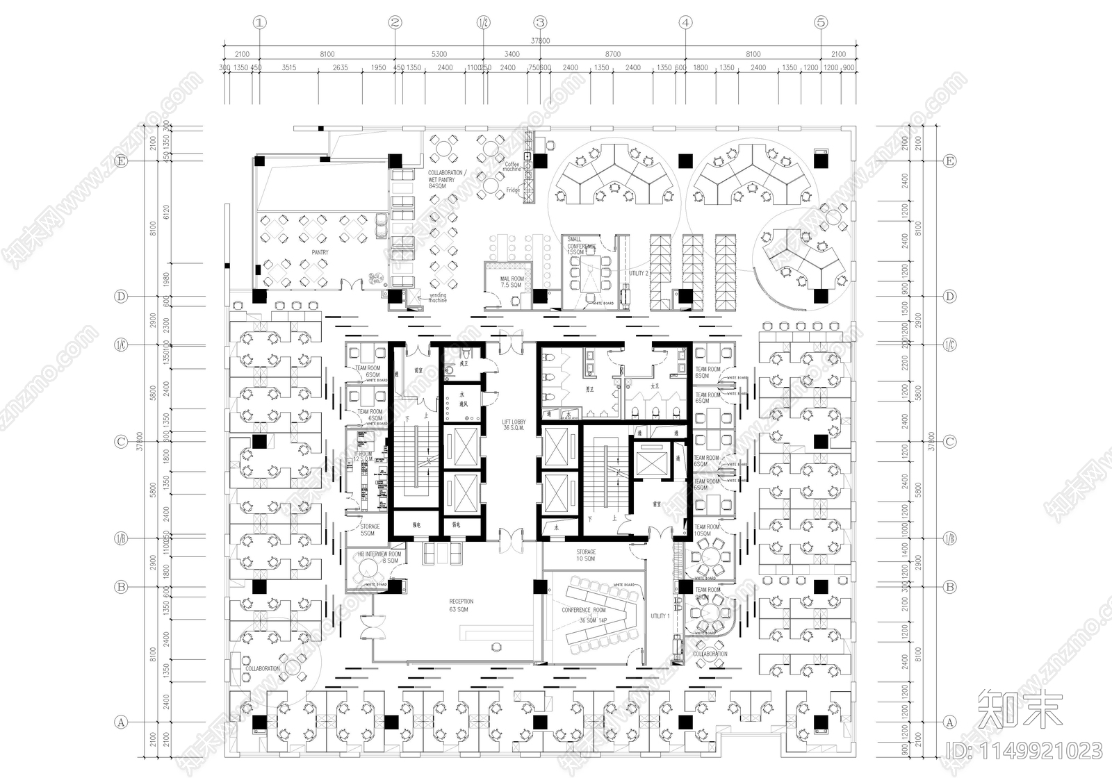 办公室室内cad施工图下载【ID:1149921023】