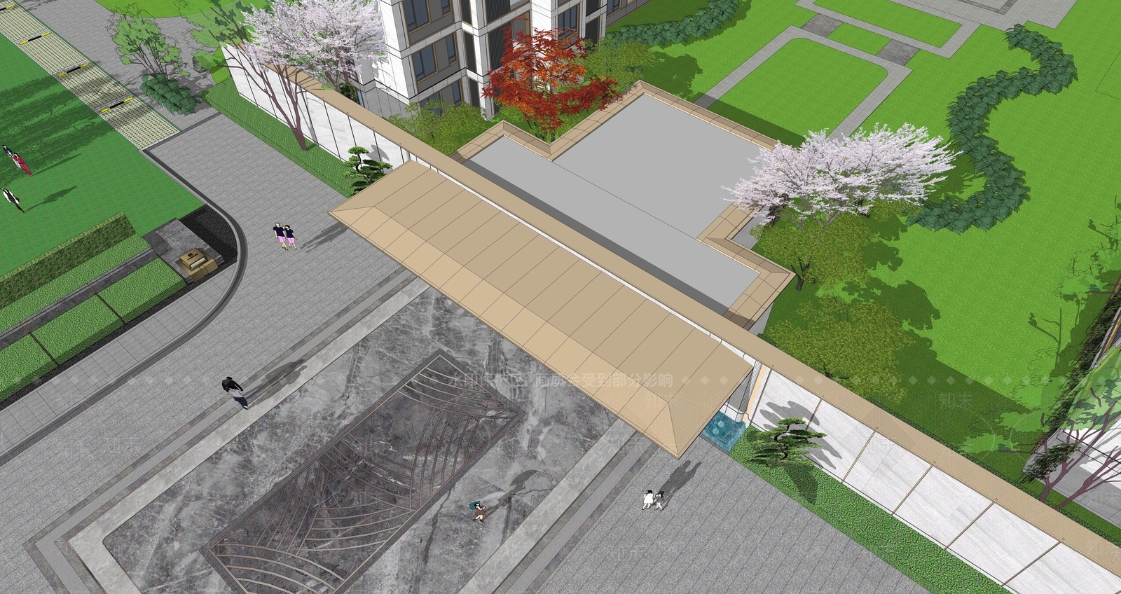 现代小区景观SU模型下载【ID:1149921819】