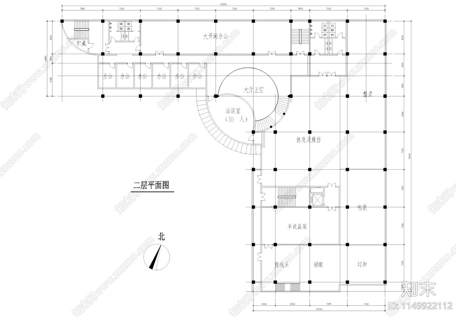 五层工业厂房车间仓库宿舍办公大楼建筑cad施工图下载【ID:1149922112】