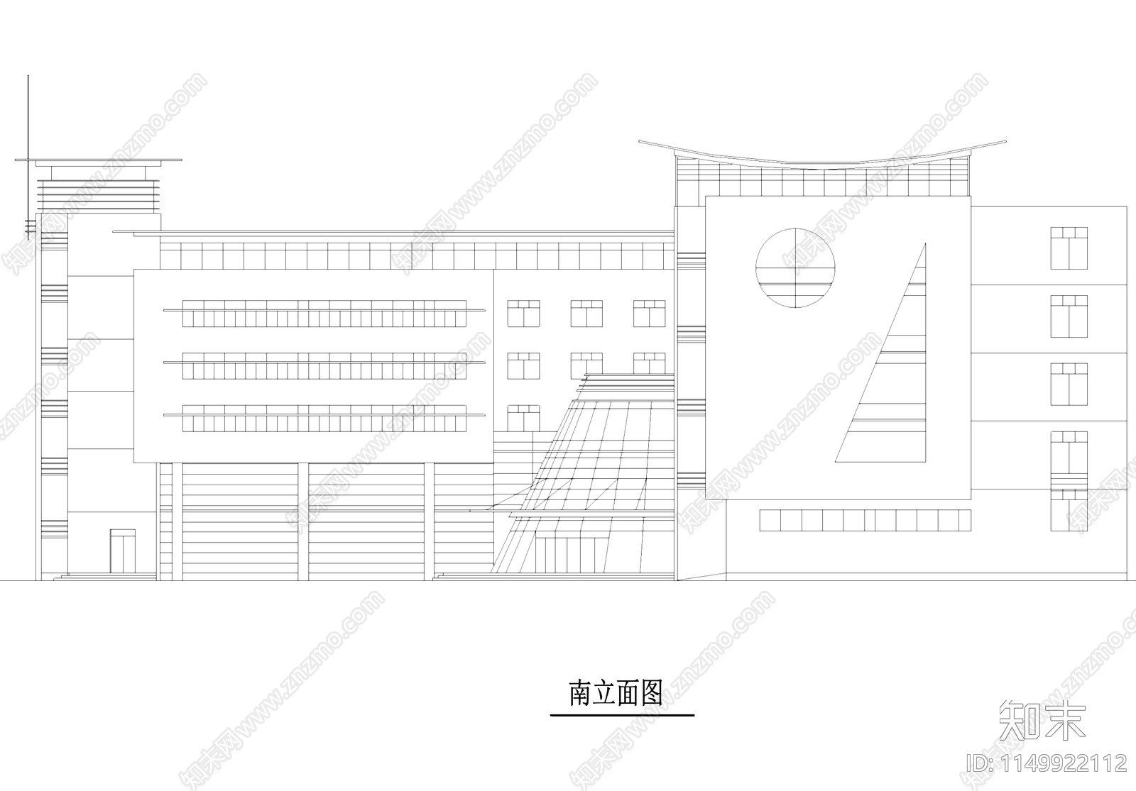 五层工业厂房车间仓库宿舍办公大楼建筑cad施工图下载【ID:1149922112】