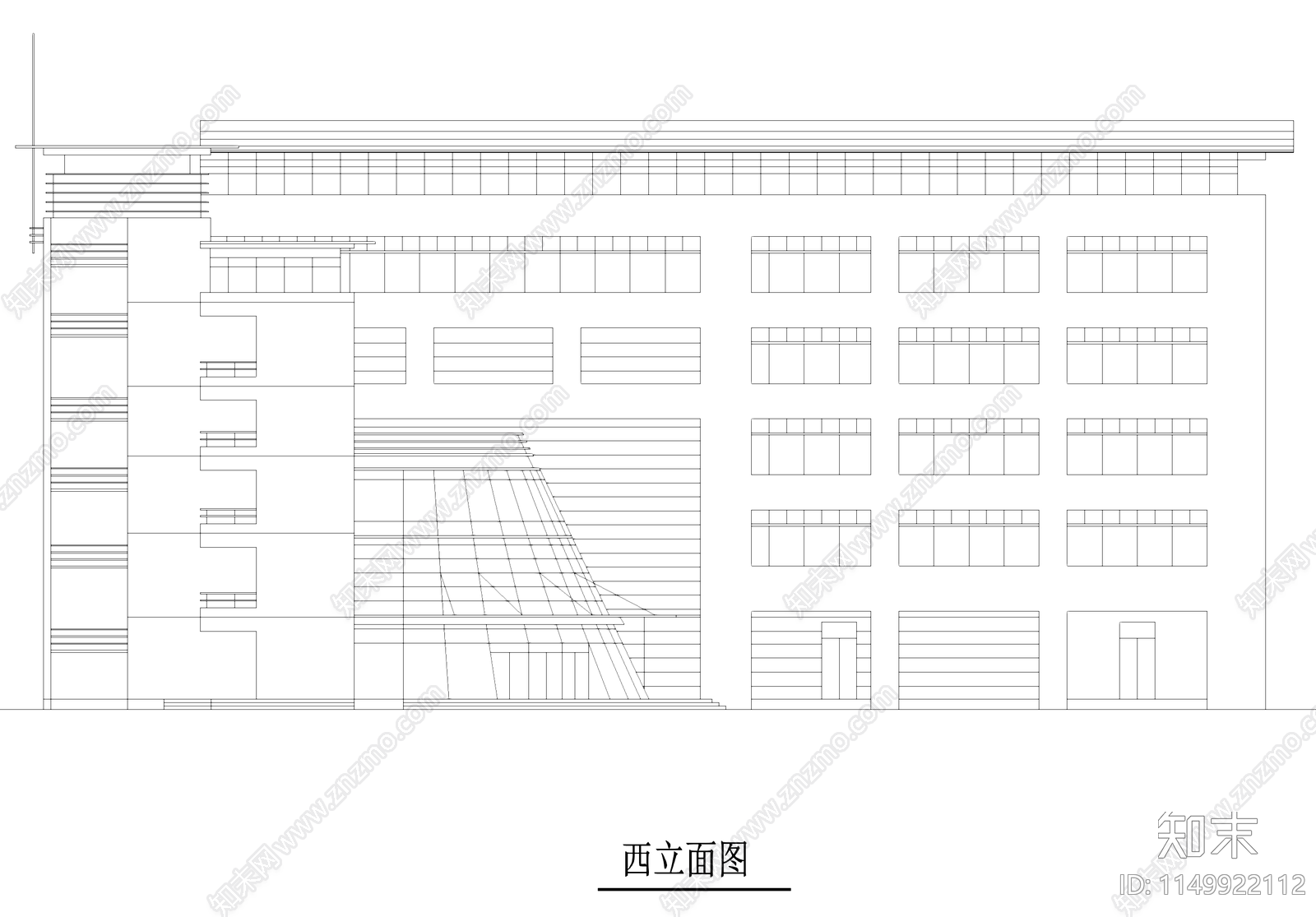五层工业厂房车间仓库宿舍办公大楼建筑cad施工图下载【ID:1149922112】