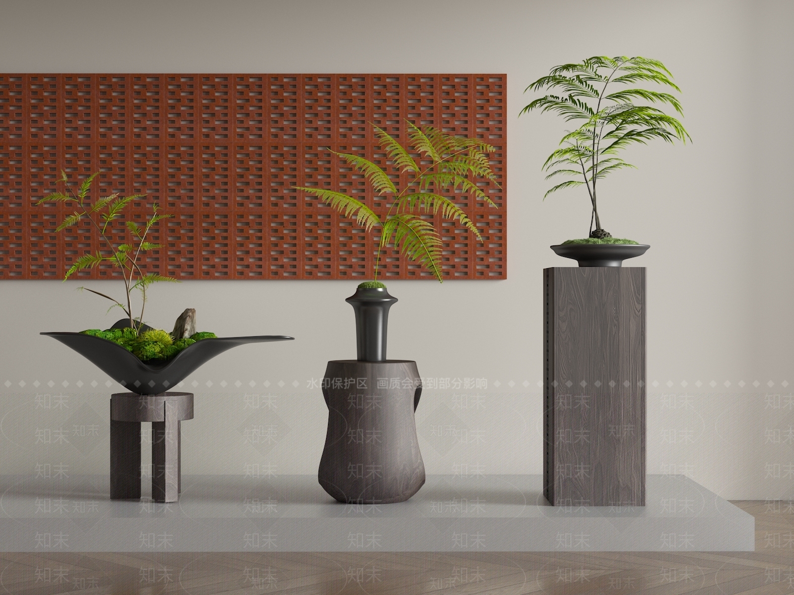 现代蕨类盆景3D模型下载【ID:1149922727】