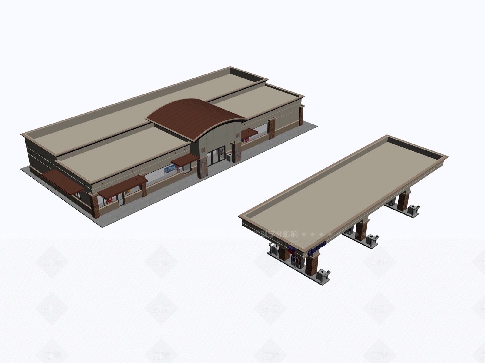 现代加油站3D模型下载【ID:1149924595】