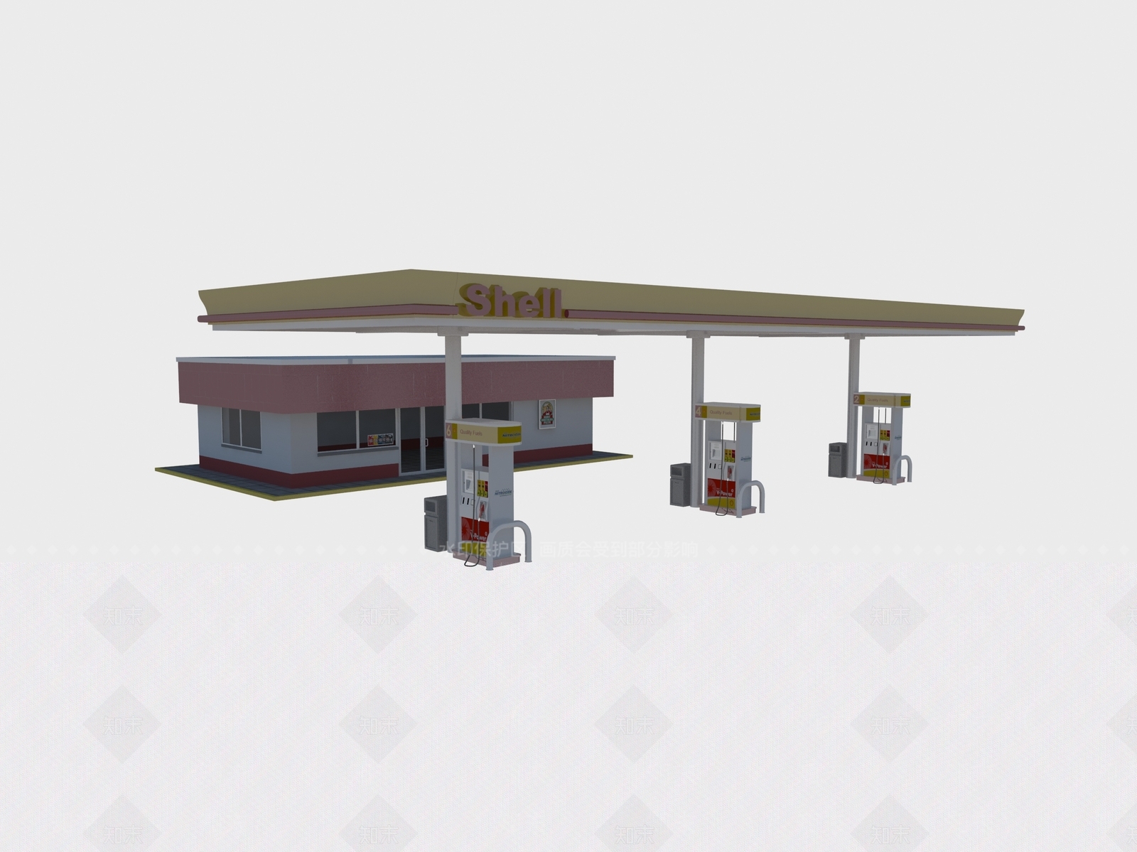 现代加油站3D模型下载【ID:1149924634】