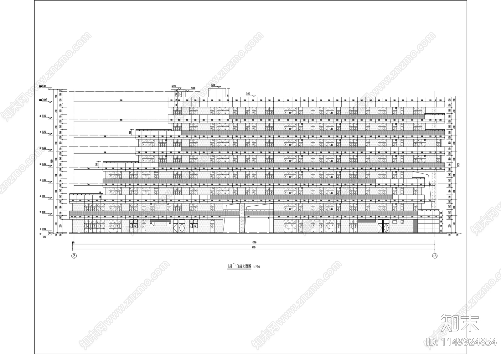 湖光校区第二实验综合楼建筑cad施工图下载【ID:1149924854】