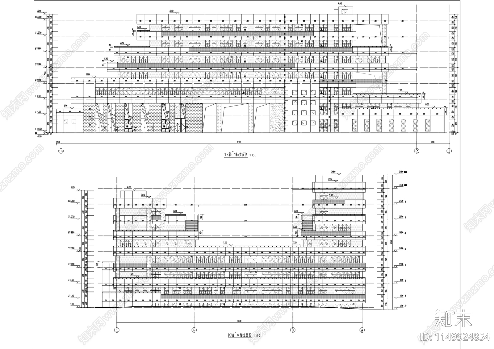 湖光校区第二实验综合楼建筑cad施工图下载【ID:1149924854】