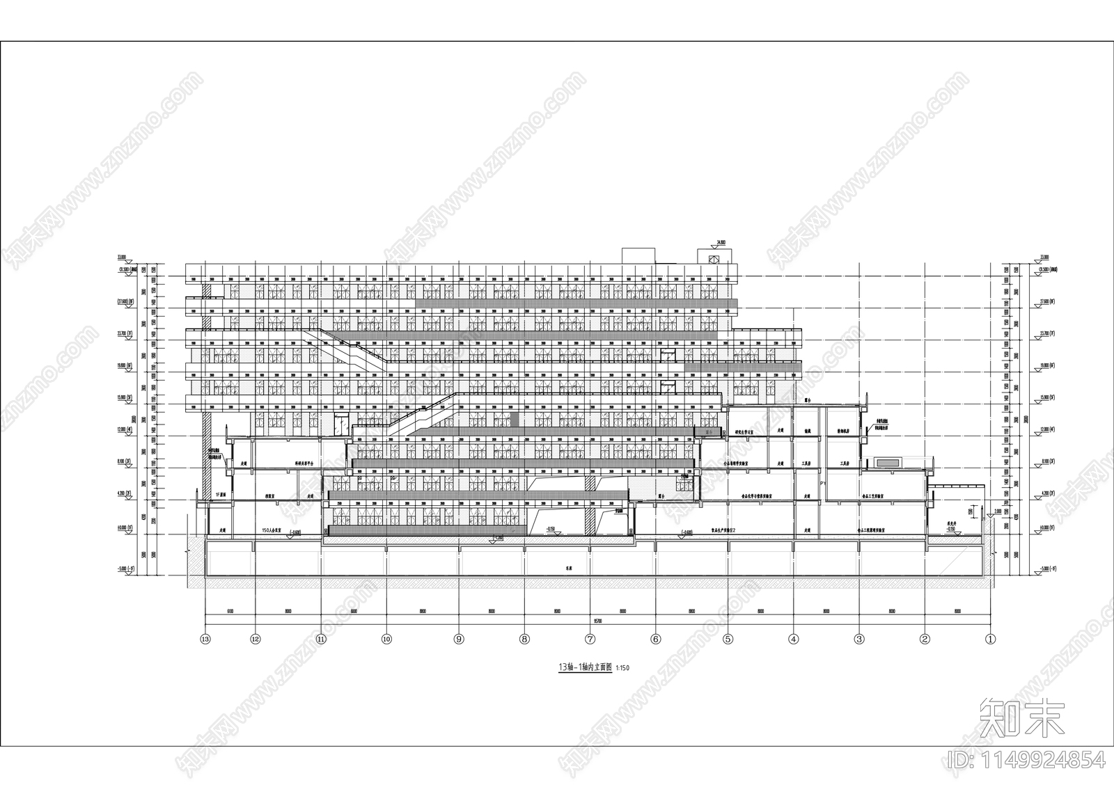 湖光校区第二实验综合楼建筑cad施工图下载【ID:1149924854】