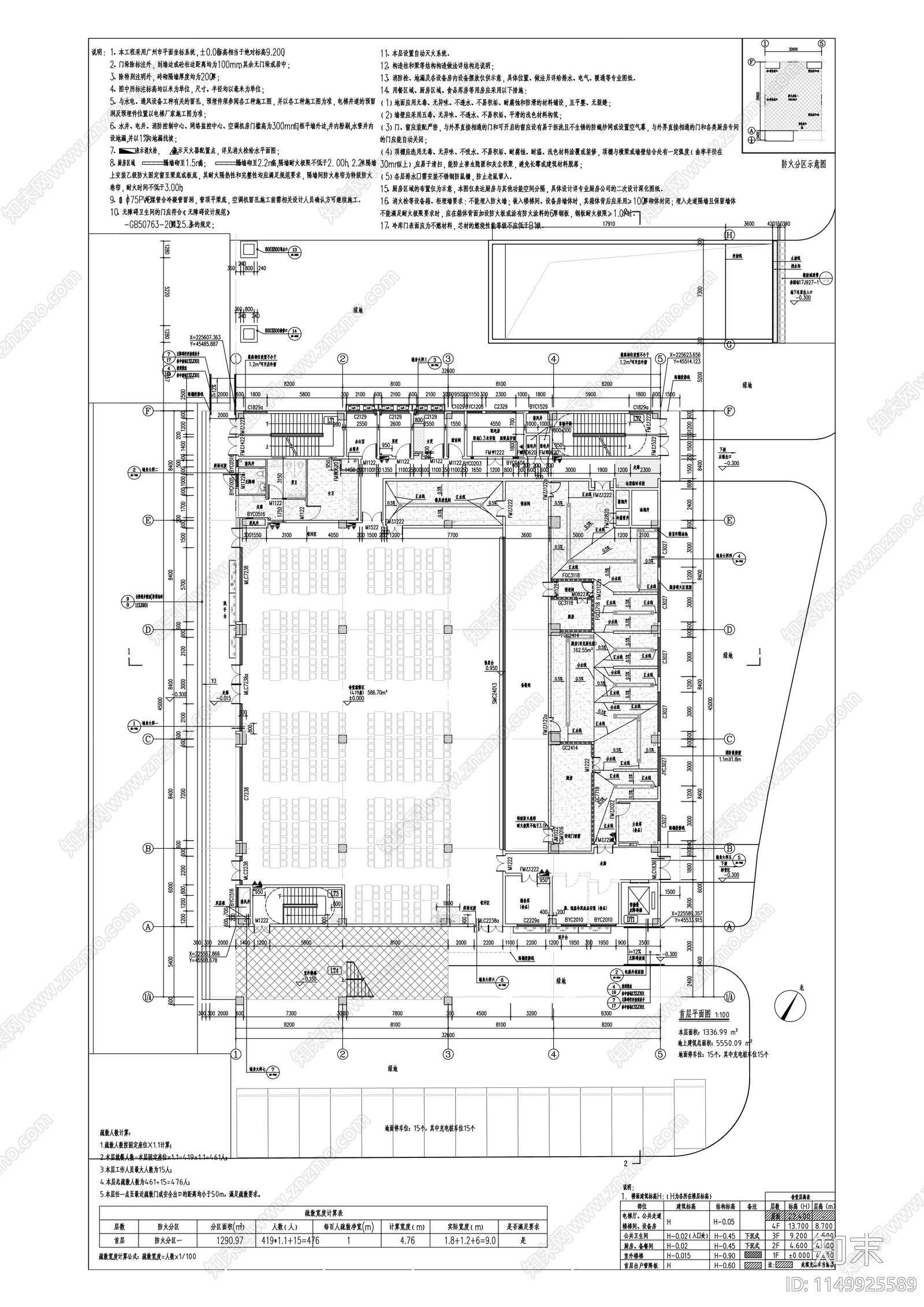 轻工业技师学院食堂建筑cad施工图下载【ID:1149925589】