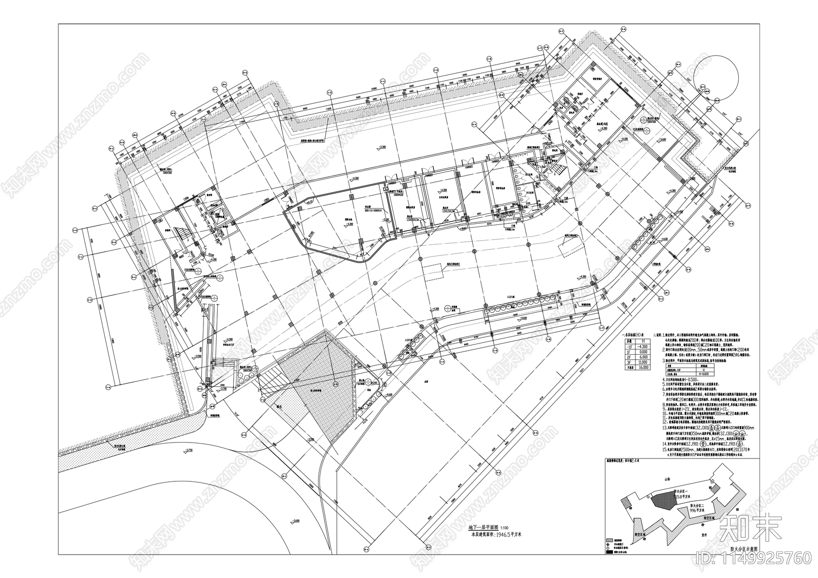 生物多样性保护中心办公建筑cad施工图下载【ID:1149925760】
