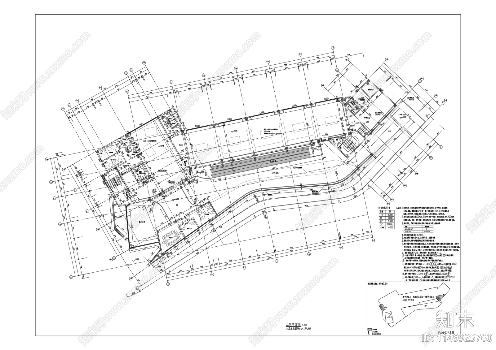 生物多样性保护中心办公建筑cad施工图下载【ID:1149925760】