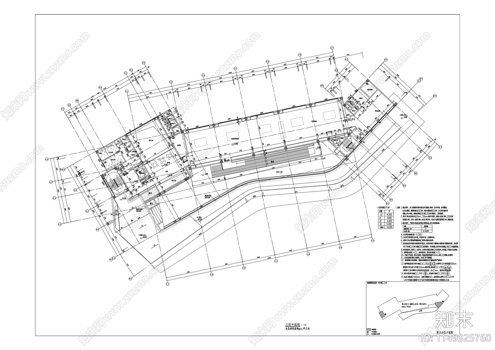 生物多样性保护中心办公建筑cad施工图下载【ID:1149925760】