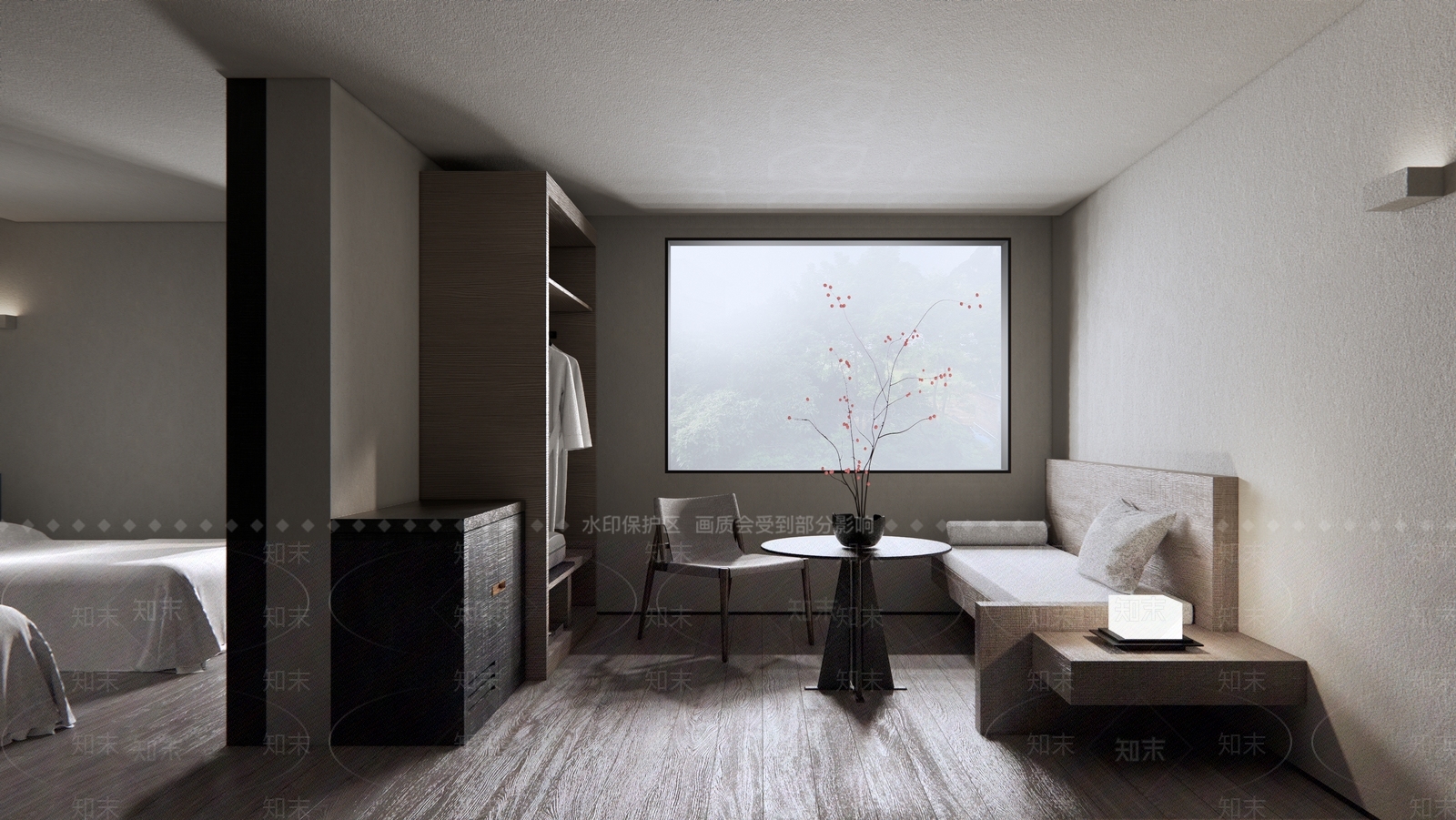 侘寂酒店客房SU模型下载【ID:1149926530】