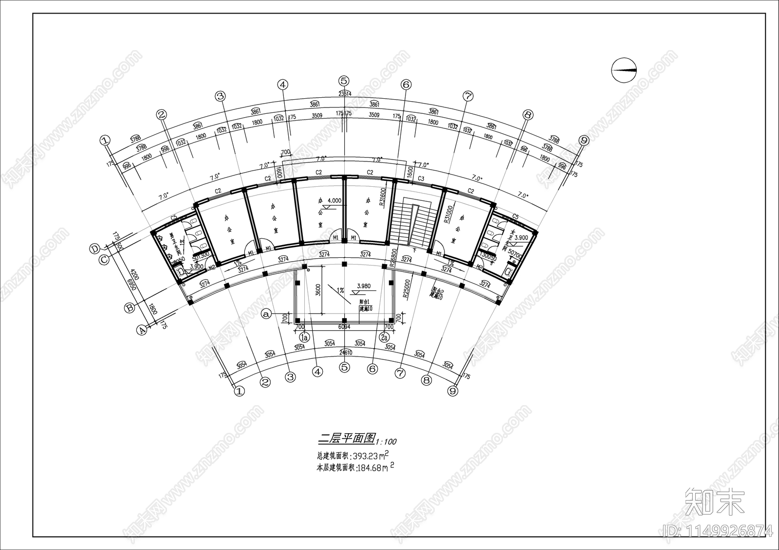 公园公共卫生间管理处建筑cad施工图下载【ID:1149926874】