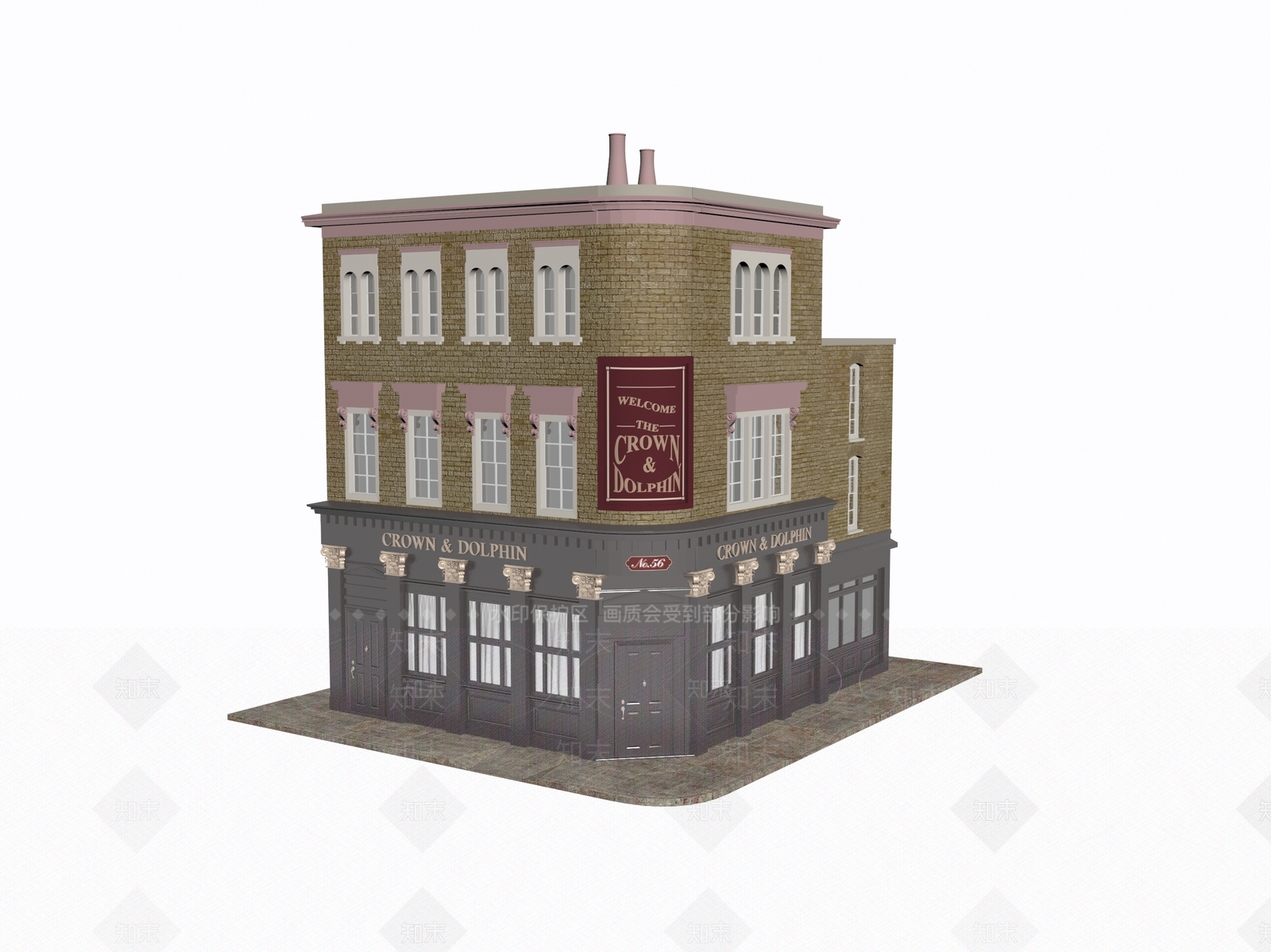 美式店铺门头门面3D模型下载【ID:1149929469】