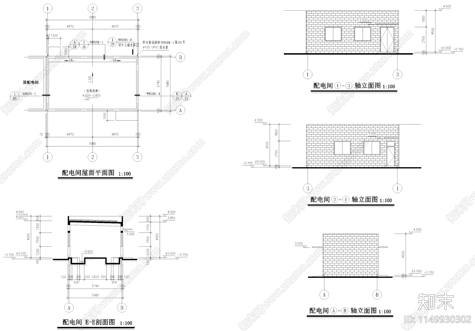 工业车间厂房配电间建筑cad施工图下载【ID:1149930302】