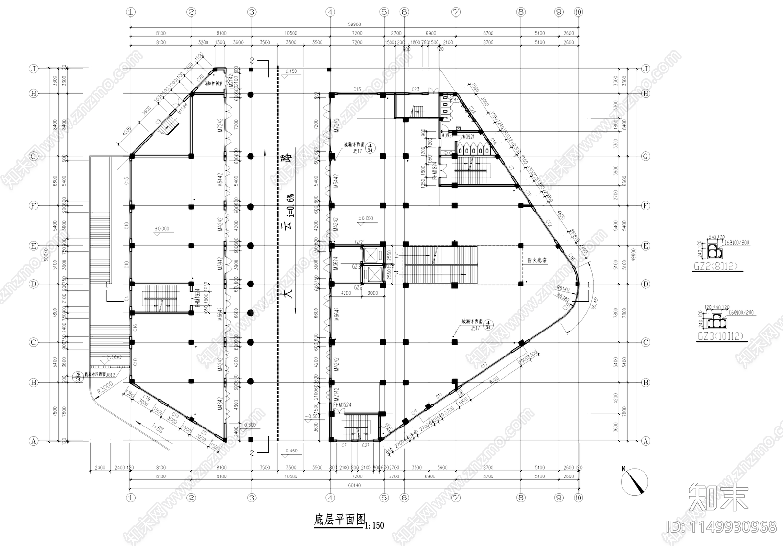 大型农贸市场住宅综合楼建筑cad施工图下载【ID:1149930968】