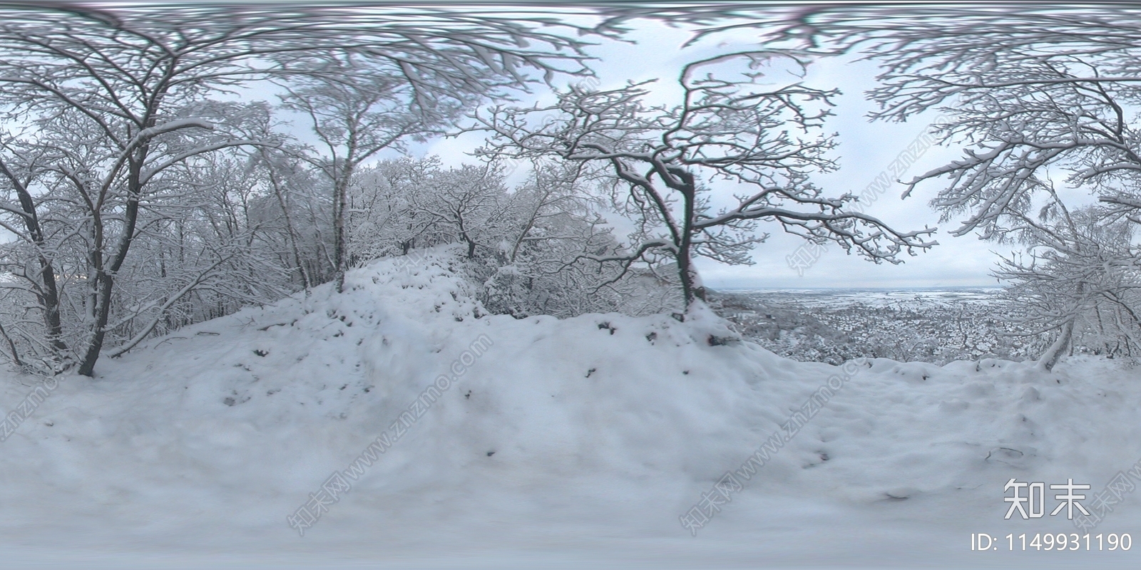 HDR户外冬季雪景蓝天自然风光全景贴图下载【ID:1149931190】