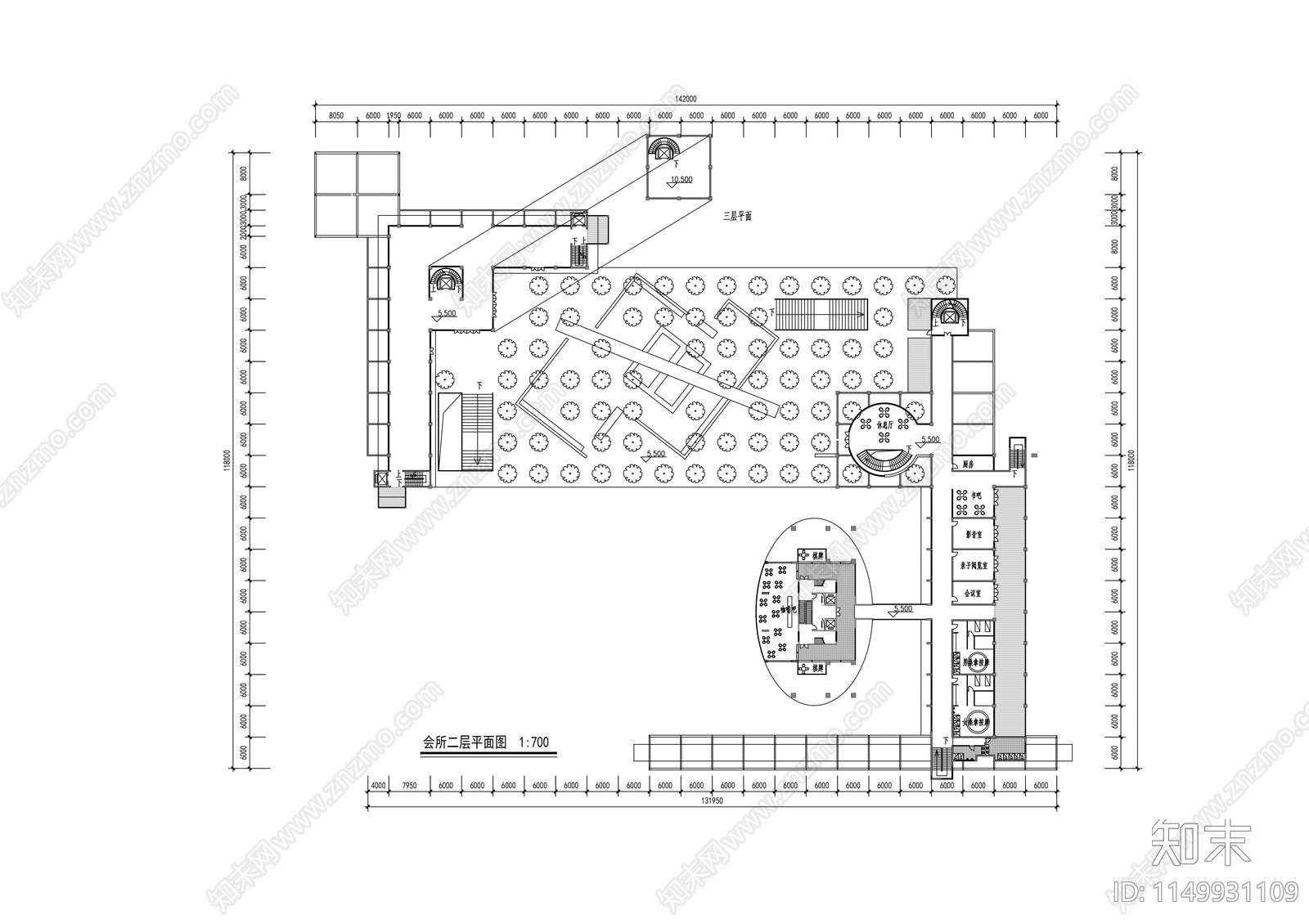 二层会所建筑cad施工图下载【ID:1149931109】