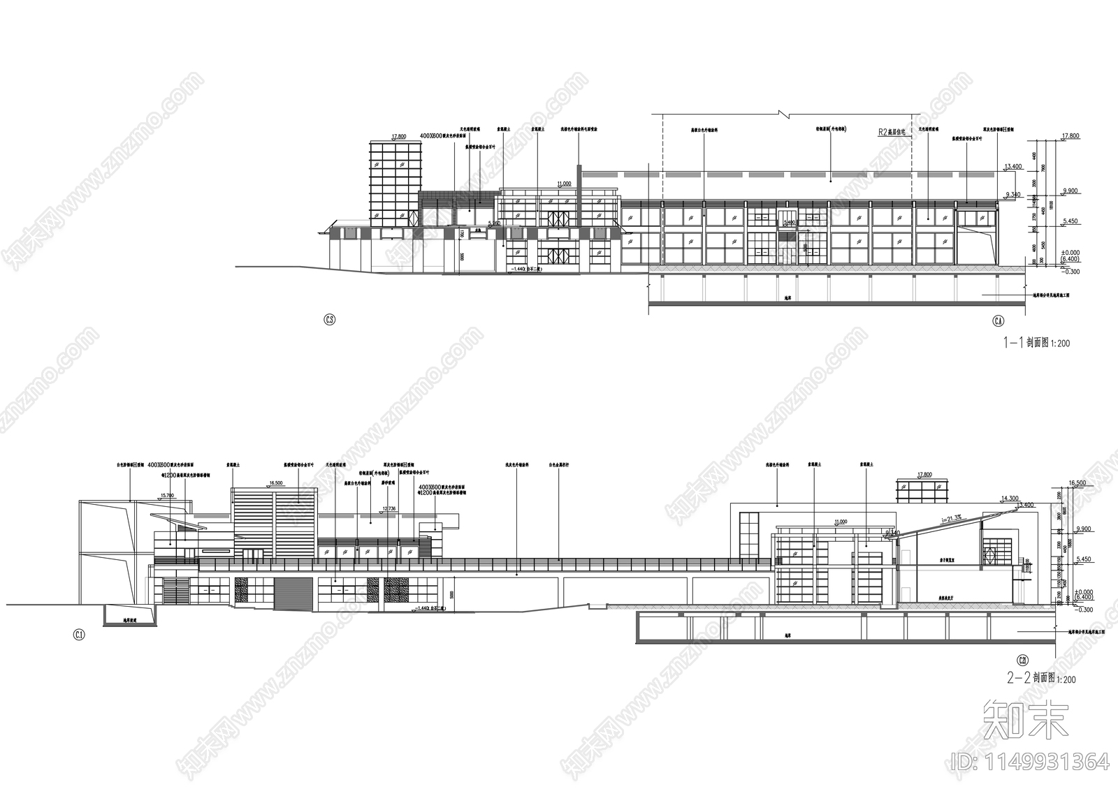 二层会所建筑施cad施工图下载【ID:1149931364】