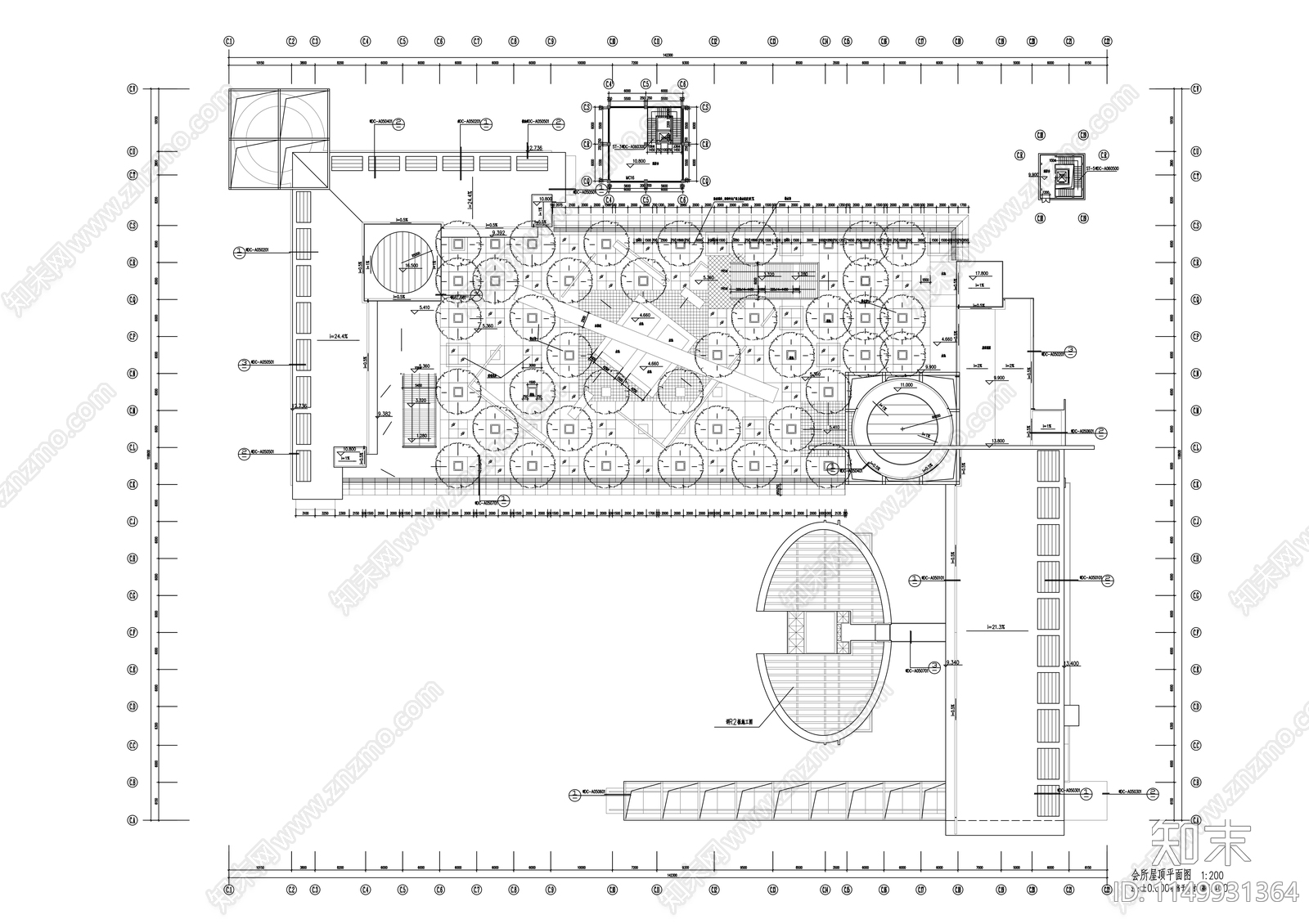 二层会所建筑施cad施工图下载【ID:1149931364】