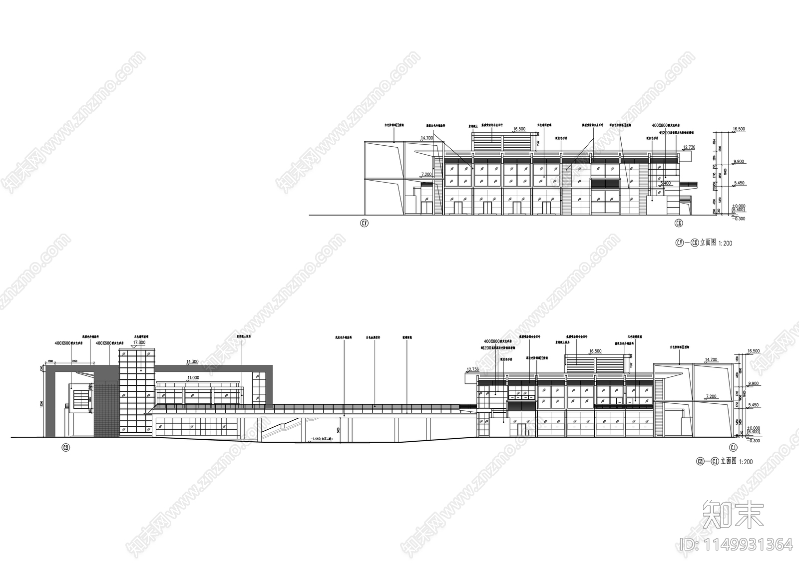 二层会所建筑施cad施工图下载【ID:1149931364】